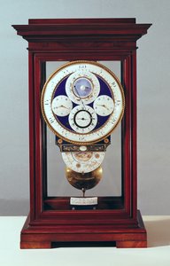 Kello neljällä kellotaululla ja horoskooppimerkeillä, 1765-89 (puu ja maalattu emali)